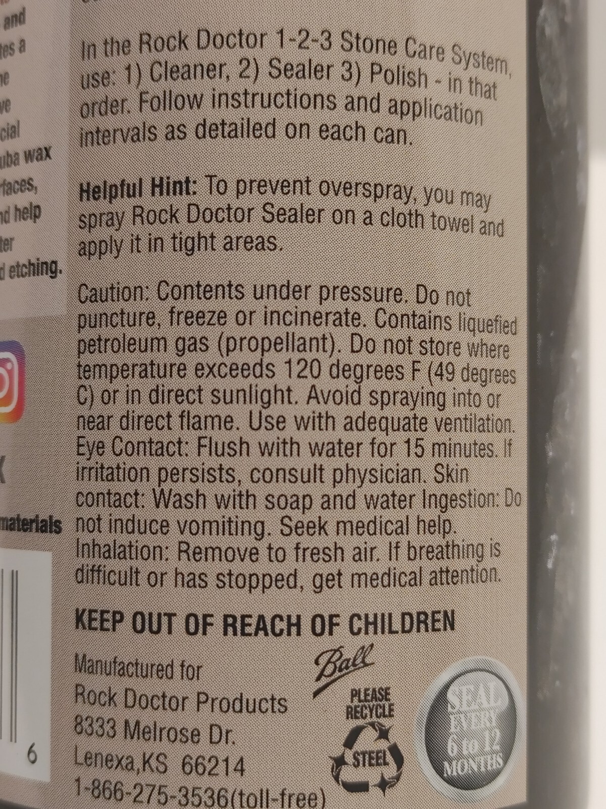 Rock Doctor Granite and Stone Sealer, 18 Ounce Spray Can Seals and Protects.