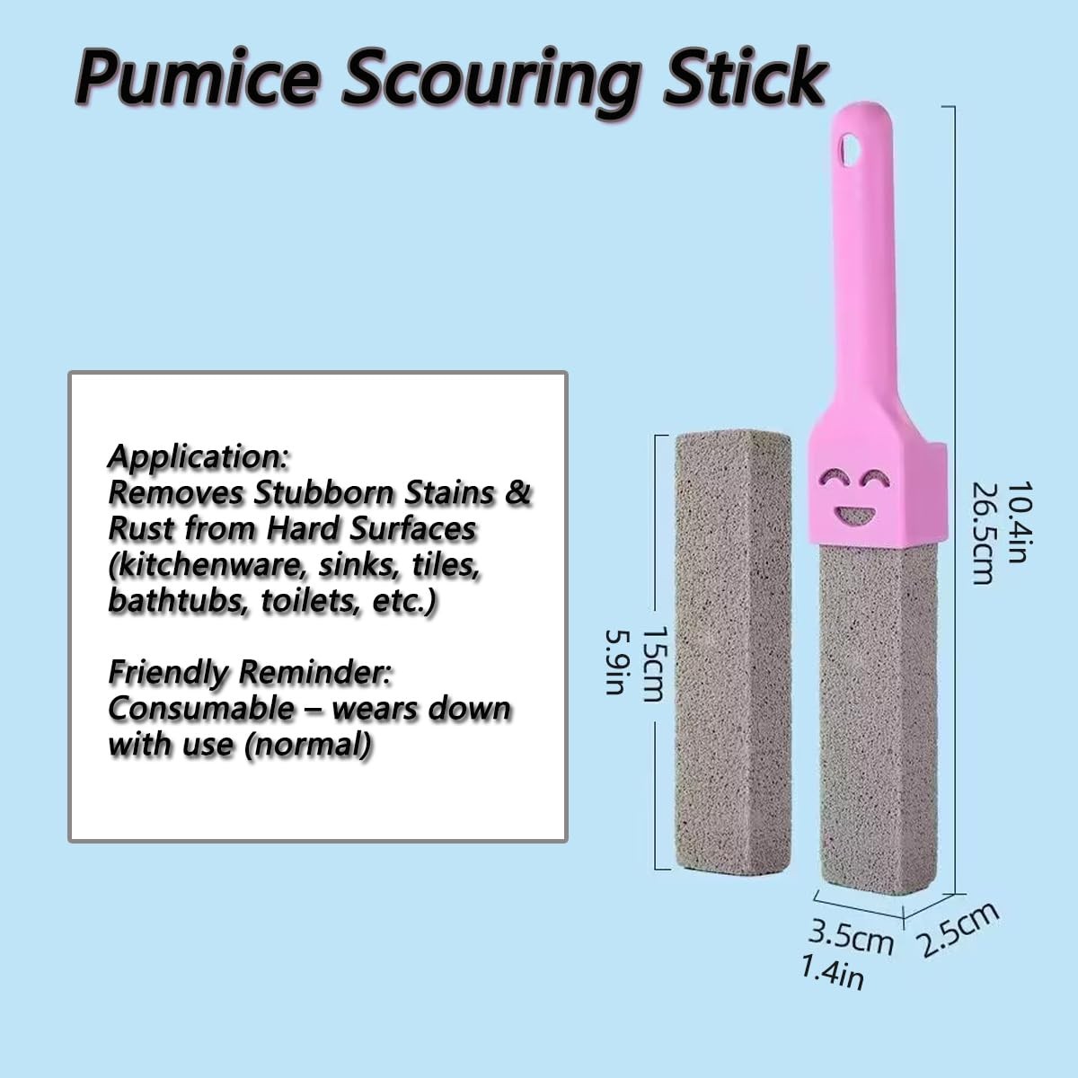 10-Pack of Pumice Cleaning Sticks with 2 Universal Handles and 1 Dustpan Brus…