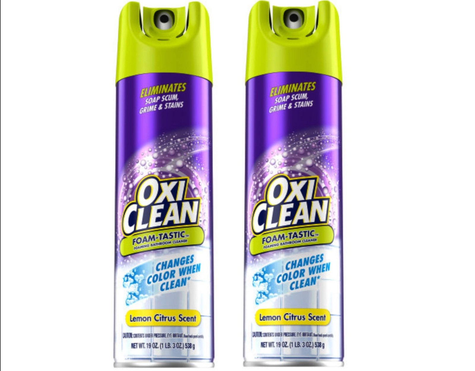 OxiClean Foam-Tastic Bathroom Cleaner, Citrus Scent, 19 oz Spray 2 Pack