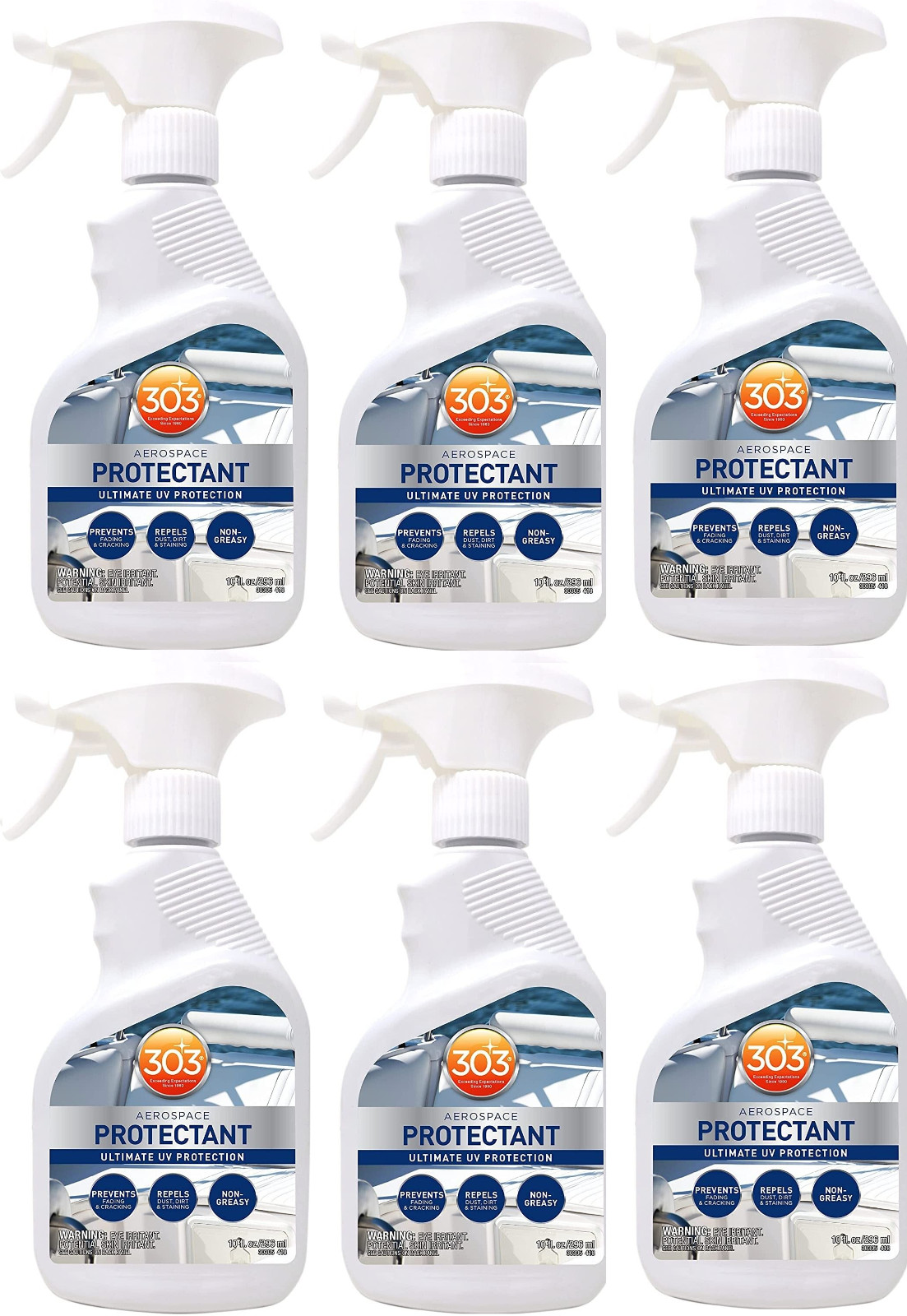6 PACK 303 Aerospace Protectant 10 OZ Spray VINYL RUBBER PLASTIC LEATHER BOAT