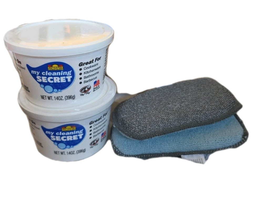 Simoniz My Cleaning Secret Cleaner by Chef Tony 2-14 Oz Tubs 2 Sponge)Scrubbers