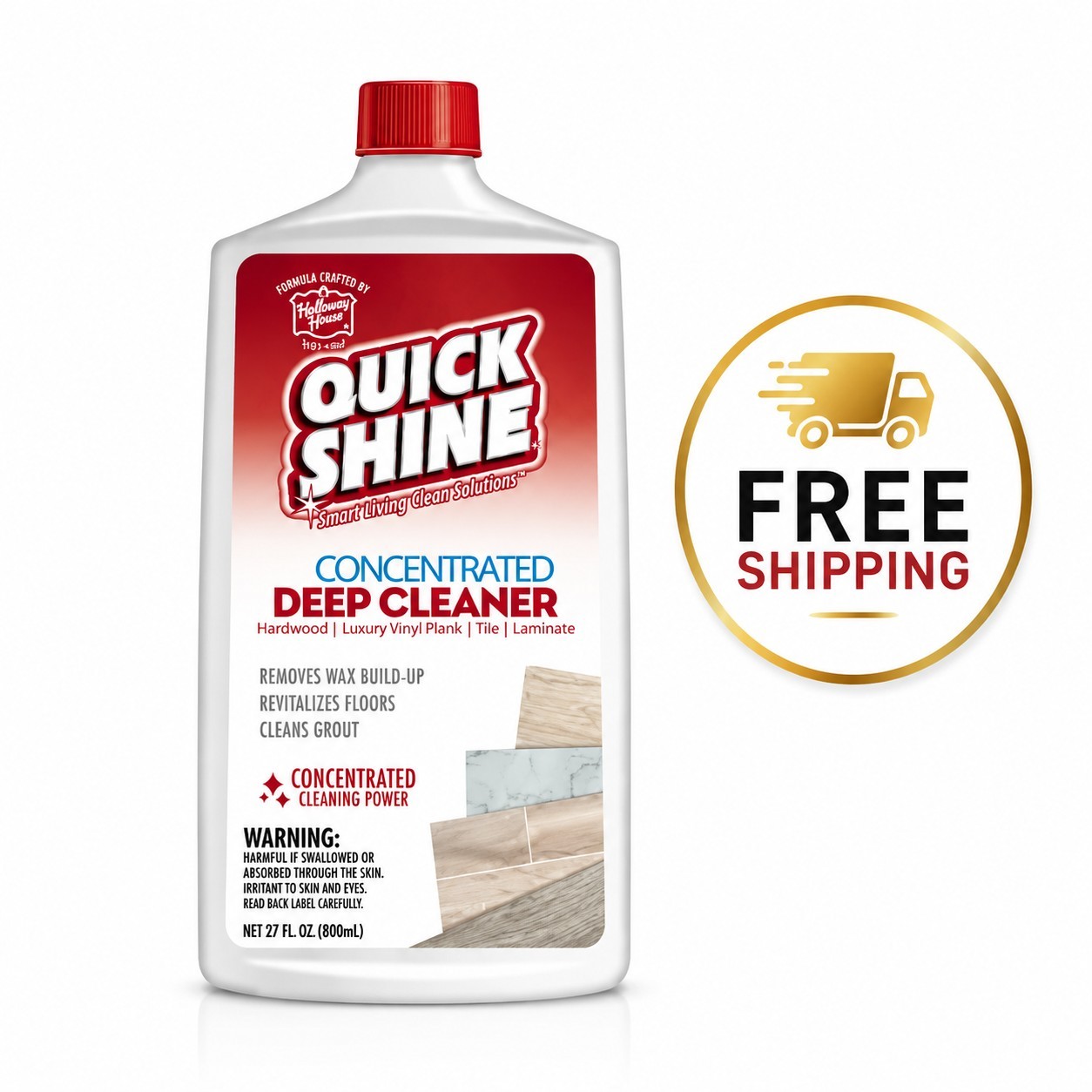 Quick Shine Multi Surface Deep Floor Cleaner and Remover 27oz | Removes Wax Buil