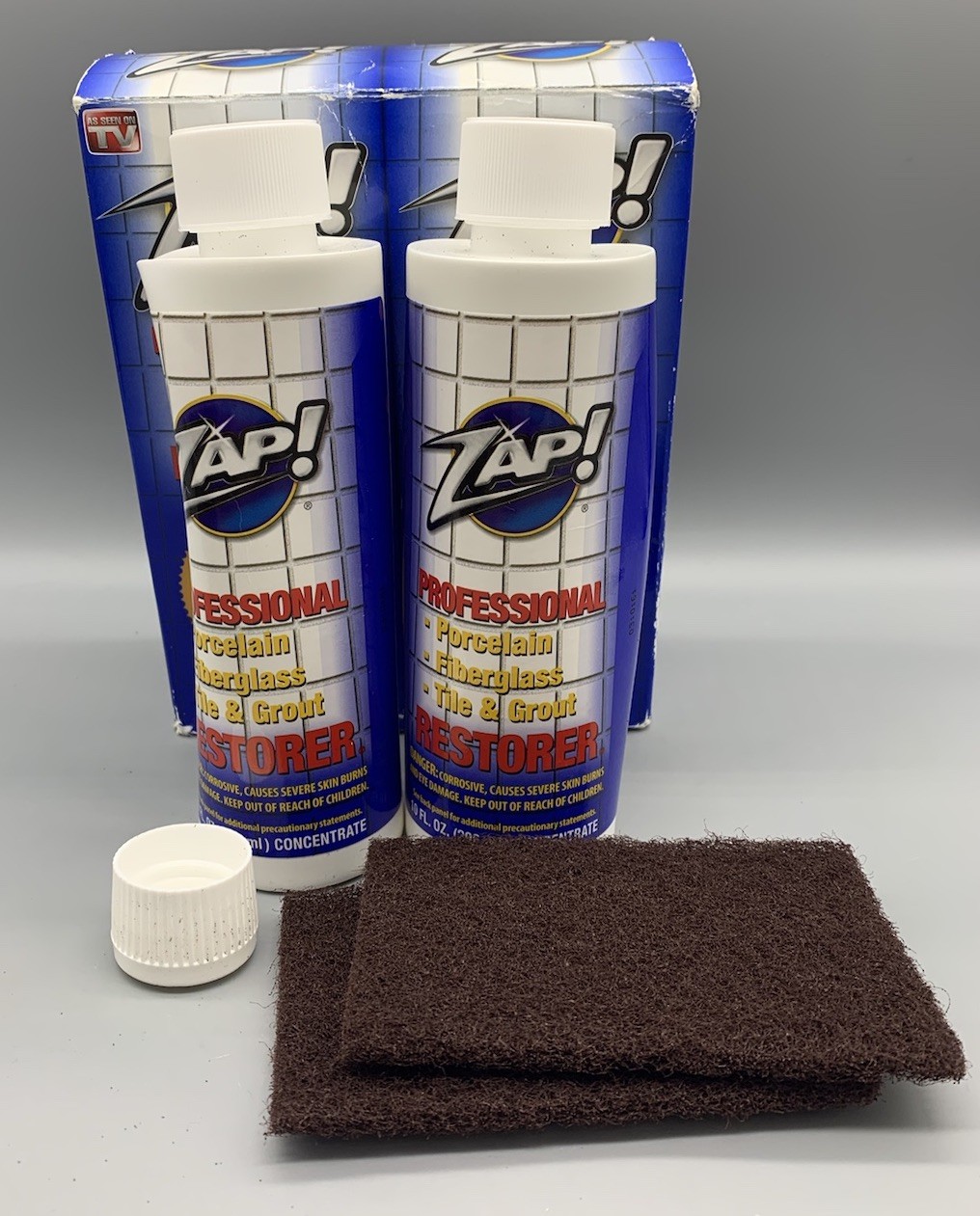 ZAP Professional Porcelain Fiberglass Tile Grout Restorer Kit 10floz 2-Pack NOS