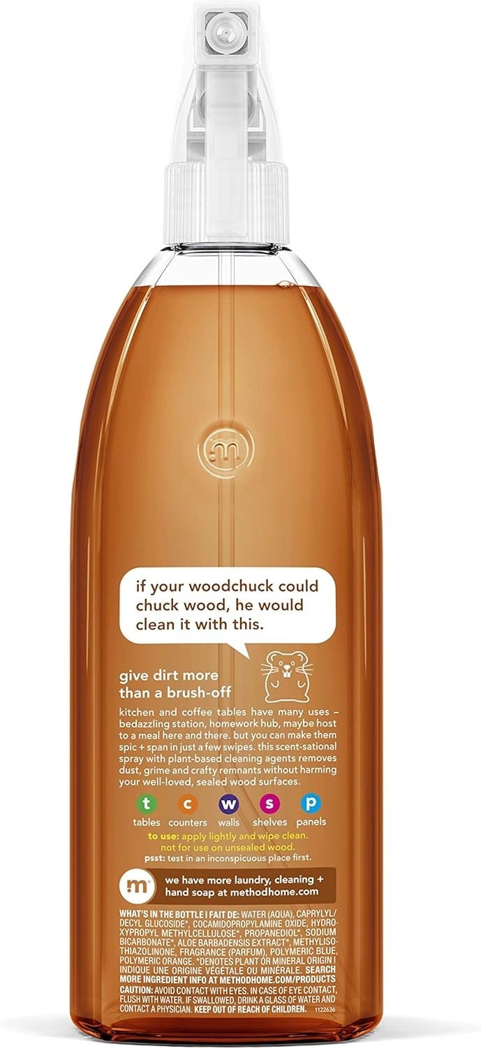 Eco-Friendly Method Almond Wood Cleaner 8x28oz Biodegradable & Recycled Bottle