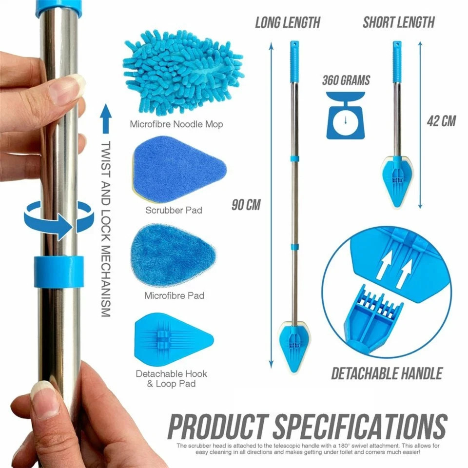 Bathroom Mop Shower Bath Screen Cleaning Tile Kit Floor Cleaner Scrubber Tool