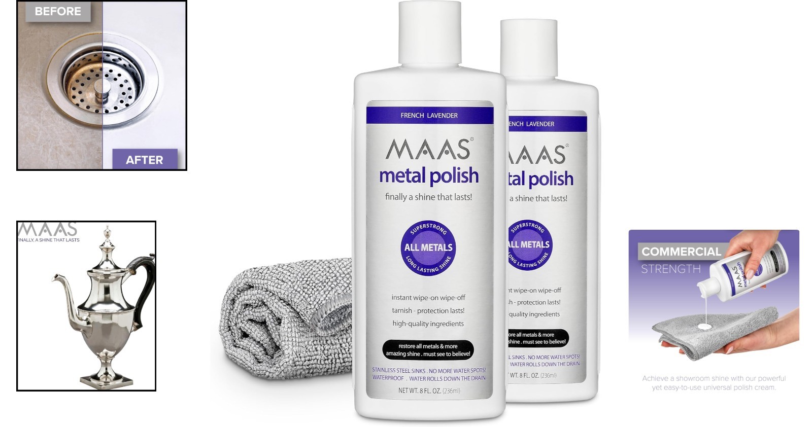 Maas Metal Polish 8 Oz Bottle 2 Pack With Cloth