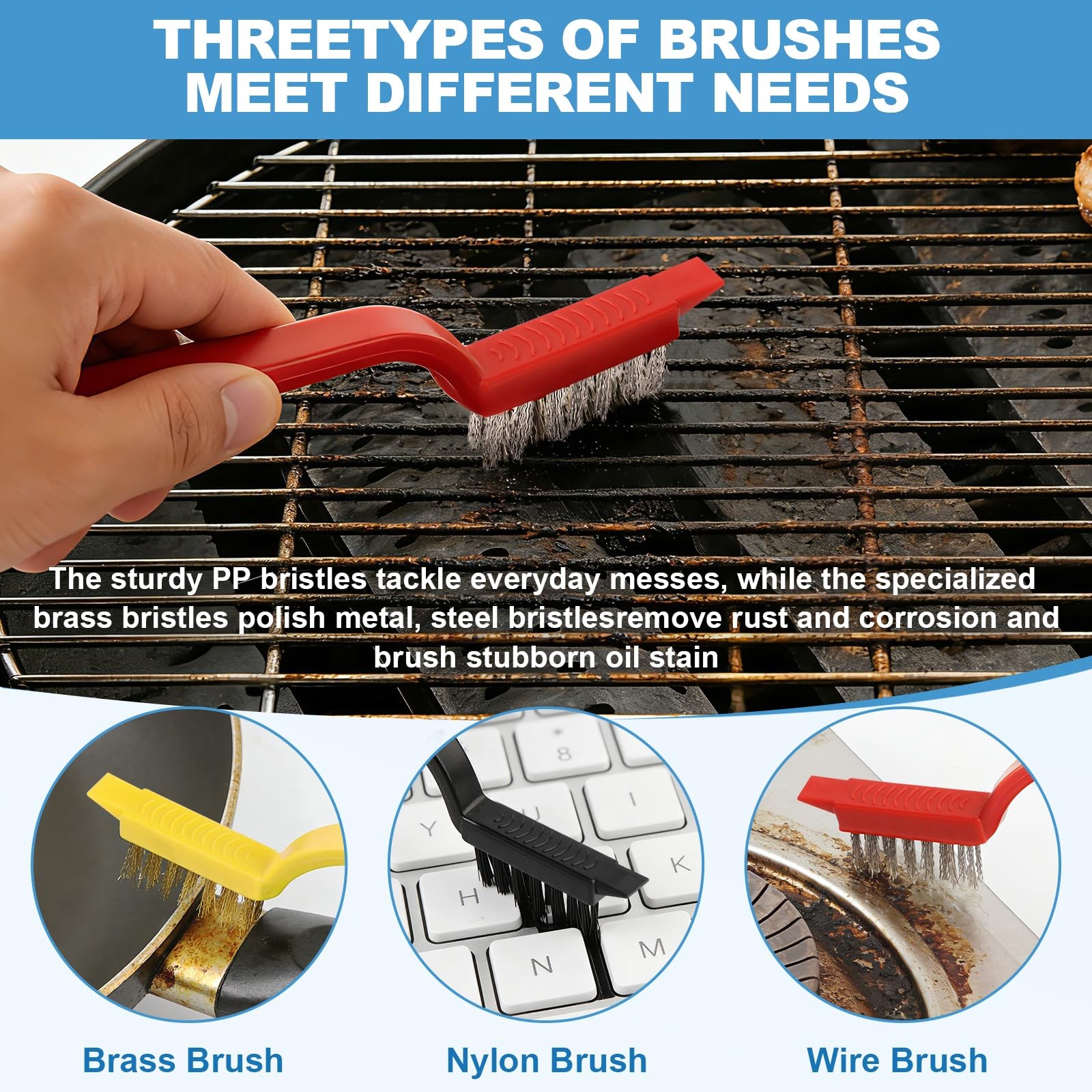 11Pcs V-Shaped Grout Cleaning Brush Set, with Stiff Bristles Crevice Cleaning…
