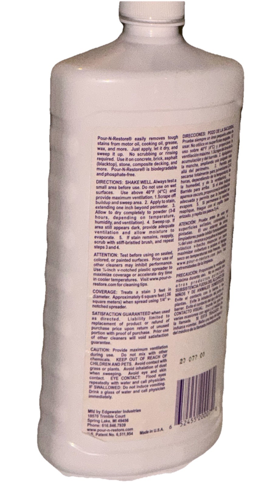 Pour-N-Restore Oil Stain Remover 32oz -Concrete & Driveway Cleaner -Rare Formula