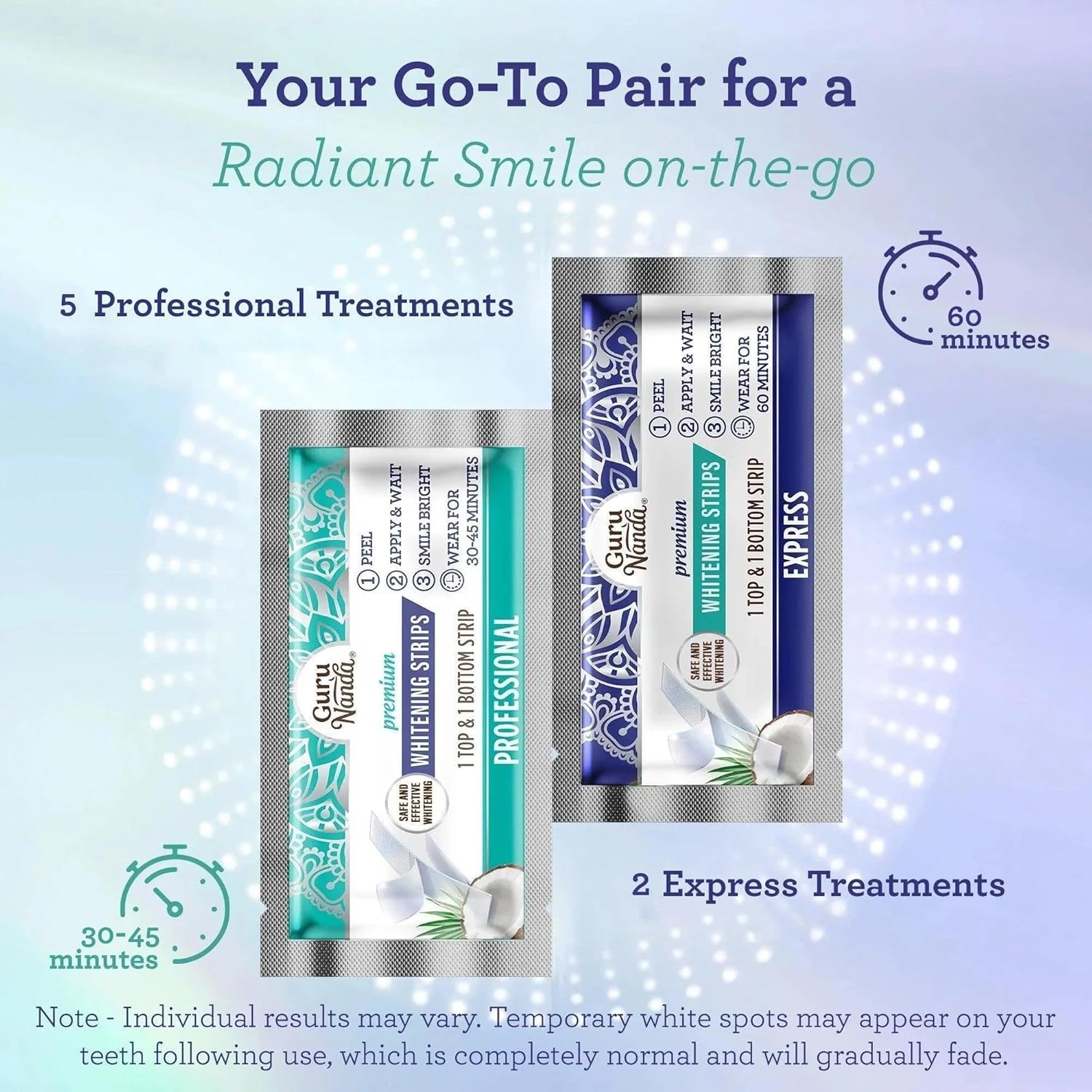 Share GuruNanda Teeth Whitening Strips – 7-Day Treatment with Non-Slip, Dry Stri