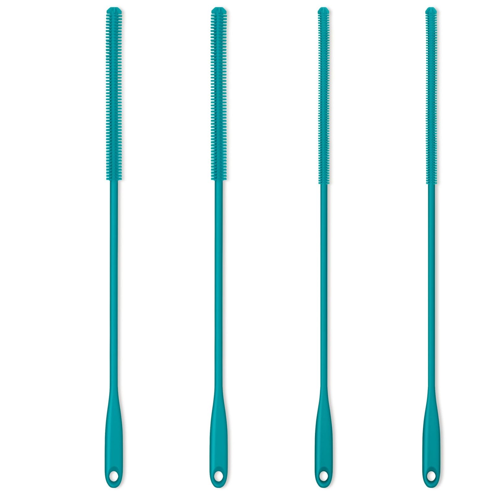 Silicone Straw Brush 4 Pack – (2 Small, 2 Wide) – 10 Inch Reusable Straw Clea…