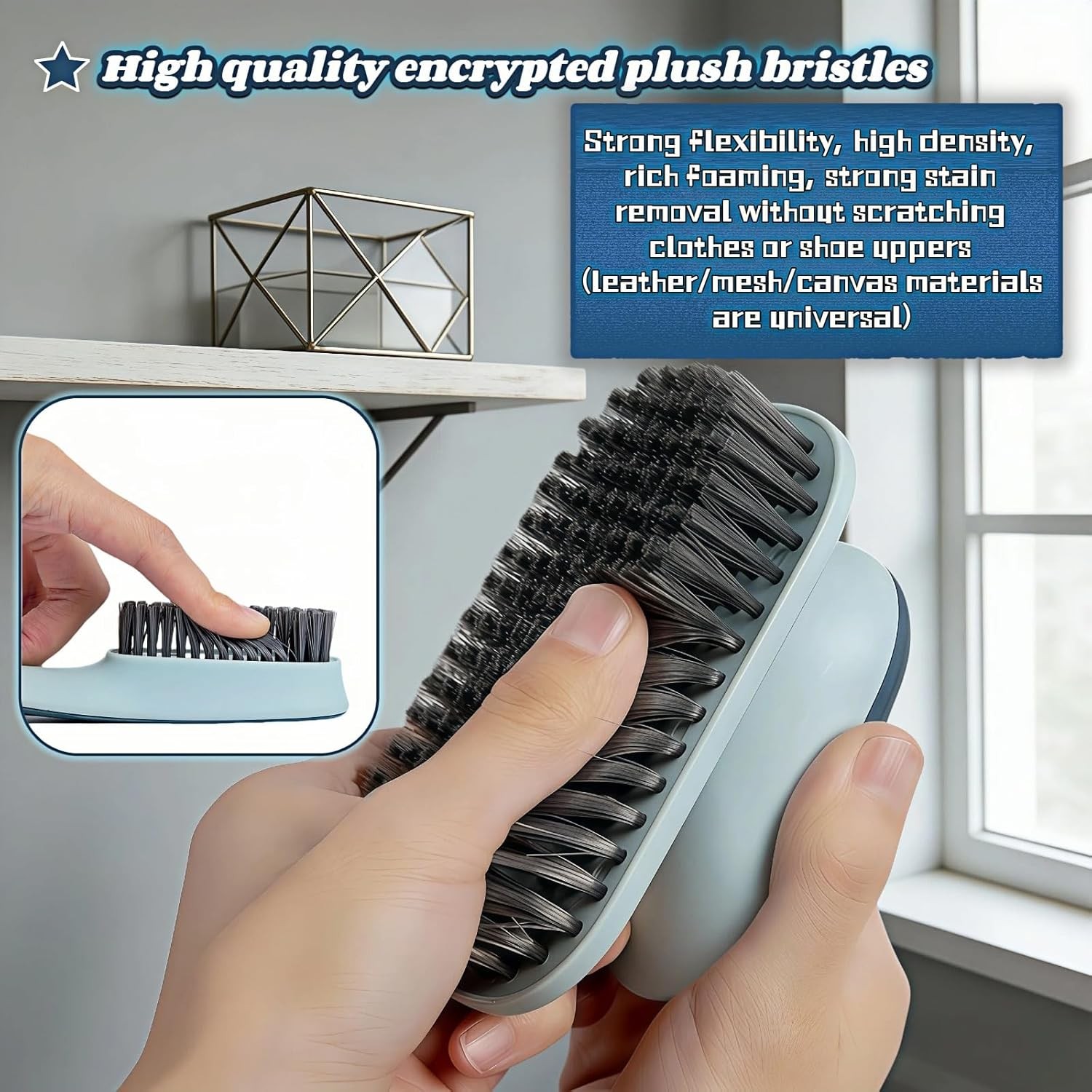 Ergonomic Shoe Clothing Brush Set 2 Piece Heavy Duty Stain Remover Non Slip Grip