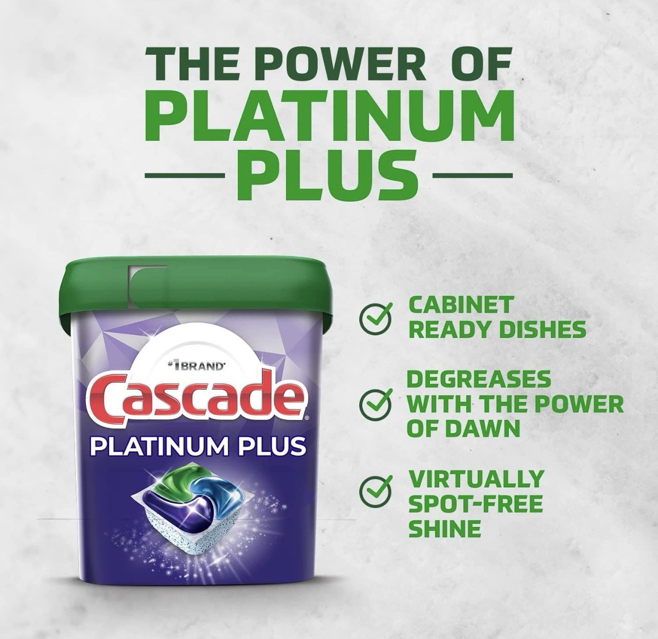 Cascade Platinum Plus ActionPacs Dishwasher Detergent 21 Count Spotless Shine