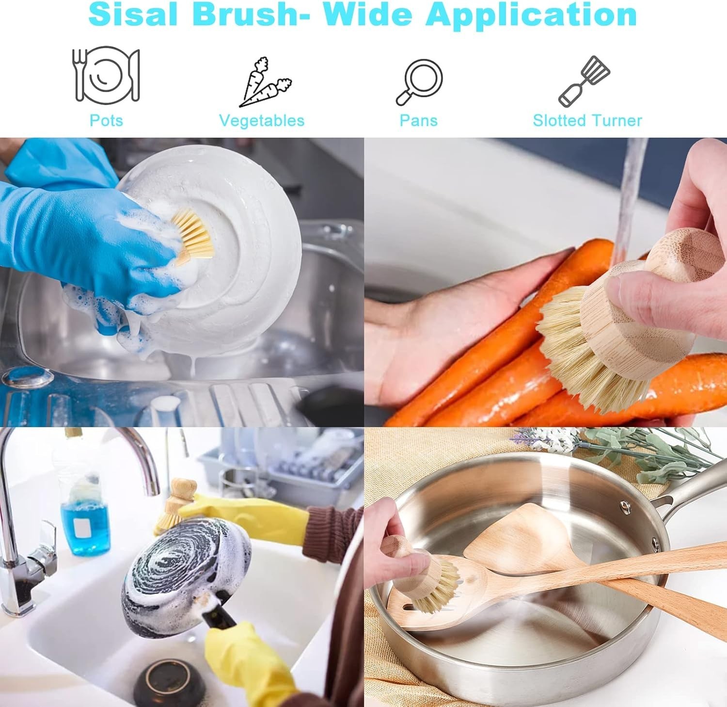 2-Piece Bamboo Dish Brush Set – Ergonomic Palm Handle for Effortless Cleaning