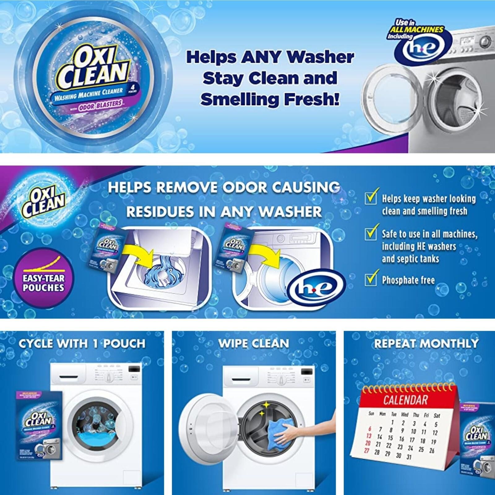 OxiClean Washing Machine Cleaner W/ Odor Blasters All Machines Cleaner, 4 Count