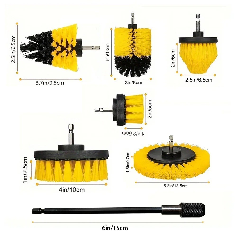 Nylon Drill Brush Set High Density Bristle Carpet Glass Cleaning Kit