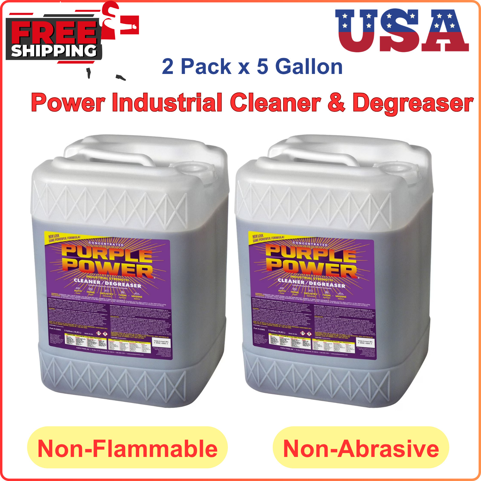 2 Pack Purple Power Industrial Strength Cleaner & Degreaser, Non-Abrasive, 5 Gal