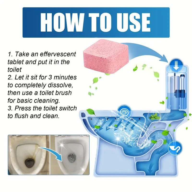Toilet Bowl Cleaner Tablets, No Harsh Chemicals, Plant-based toilet Cleaner