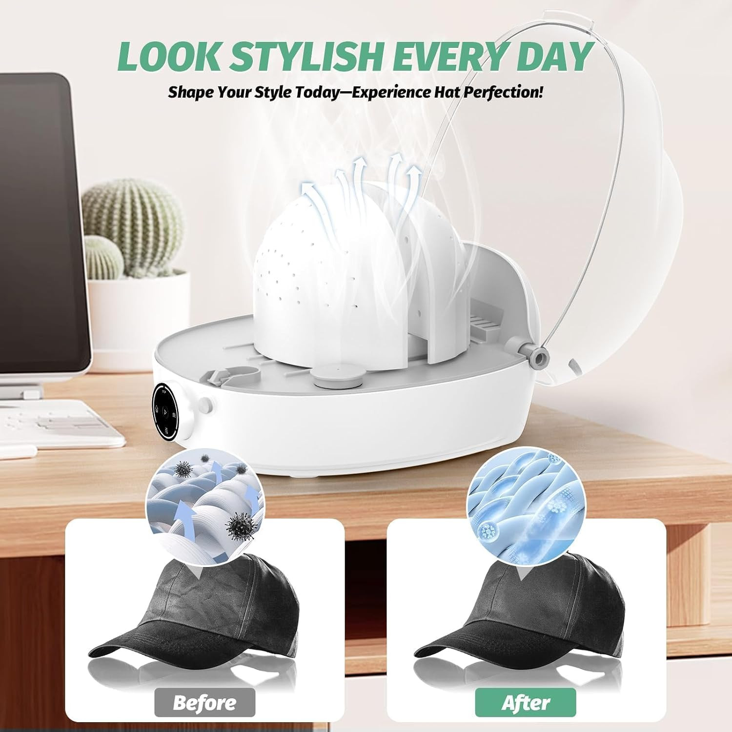 Automatic Cap Cleaner, All in One Hat Care Machine Steam Cleaning & Ironing and