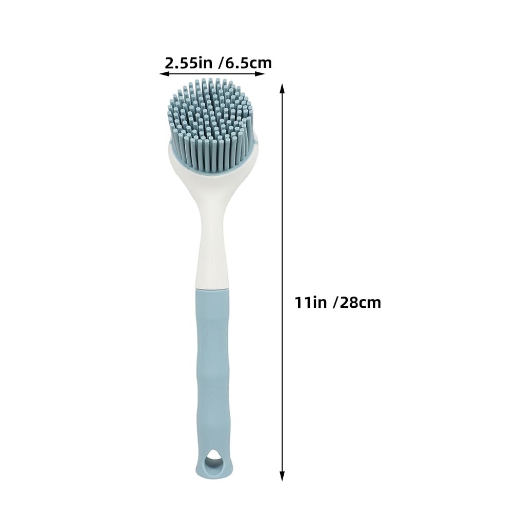Silicone Pot Brush 2Pcs Set with Long Handle for Non-Stick Cookware Cleaning …