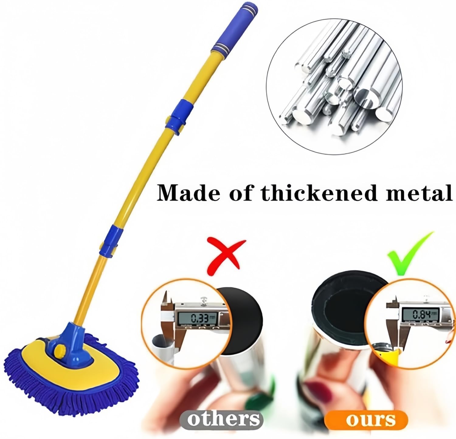 Car Wash Brush with Long Handle, Microfiber Towels Car Wash Kit Cleaning Supp…