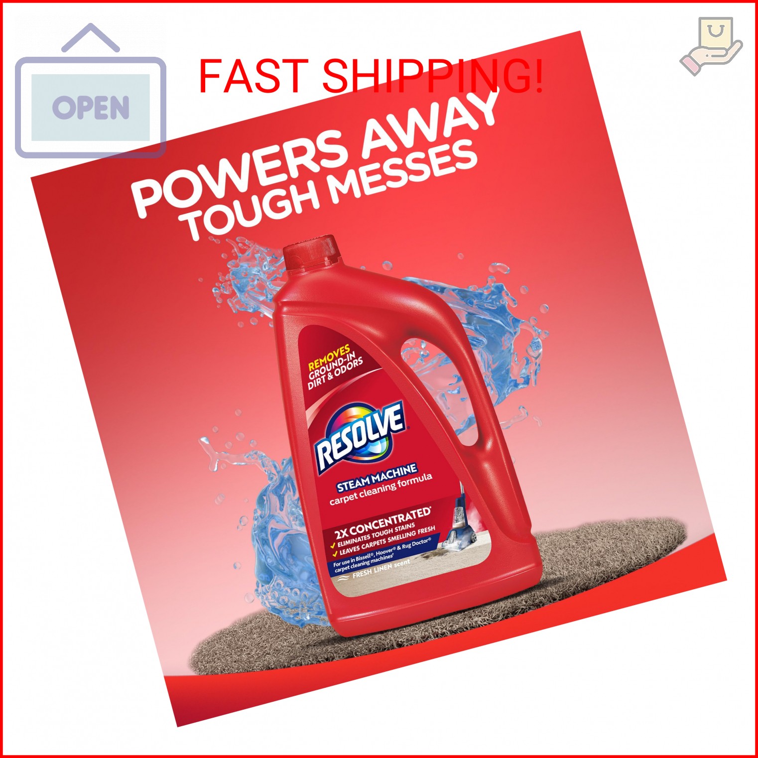 Resolve Steam Carpet Cleaner Solution Shampoo, 3.75 Lb Bottle, 2X Concentrate, S