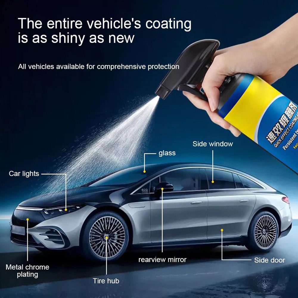 Ceramic Car Coating Spray 500ml Hydrophobic Waterless Wash Wax 16.9 oz