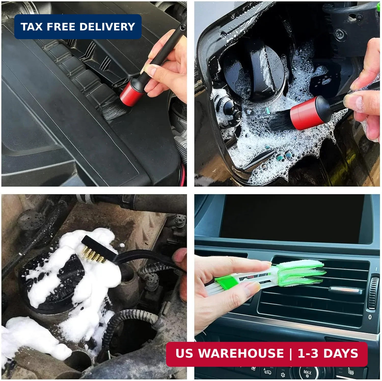 10pcs Auto Car Detailing Brush Set Car Interior Cleaning Kit Includes 5 Boar Hai