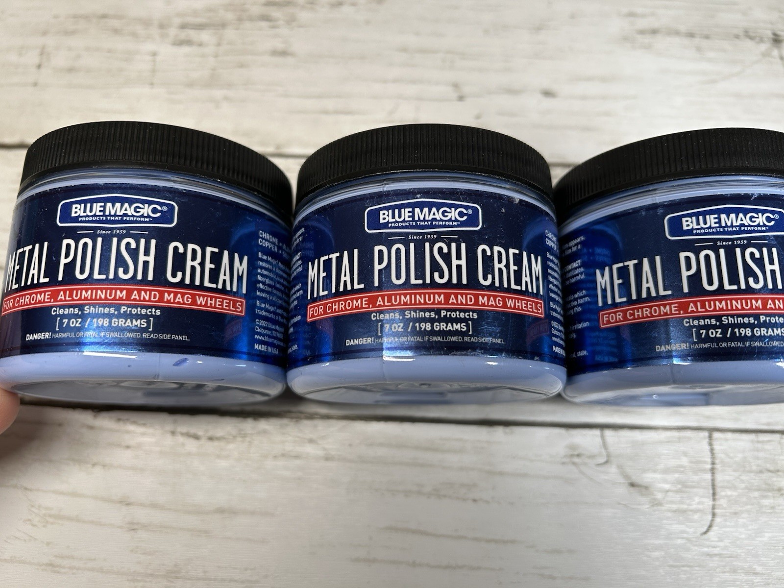 Lot Of 3 – New BLUE MAGIC Metal Polish Cream Tub CHROME ALUMINUM MAG WHEELS