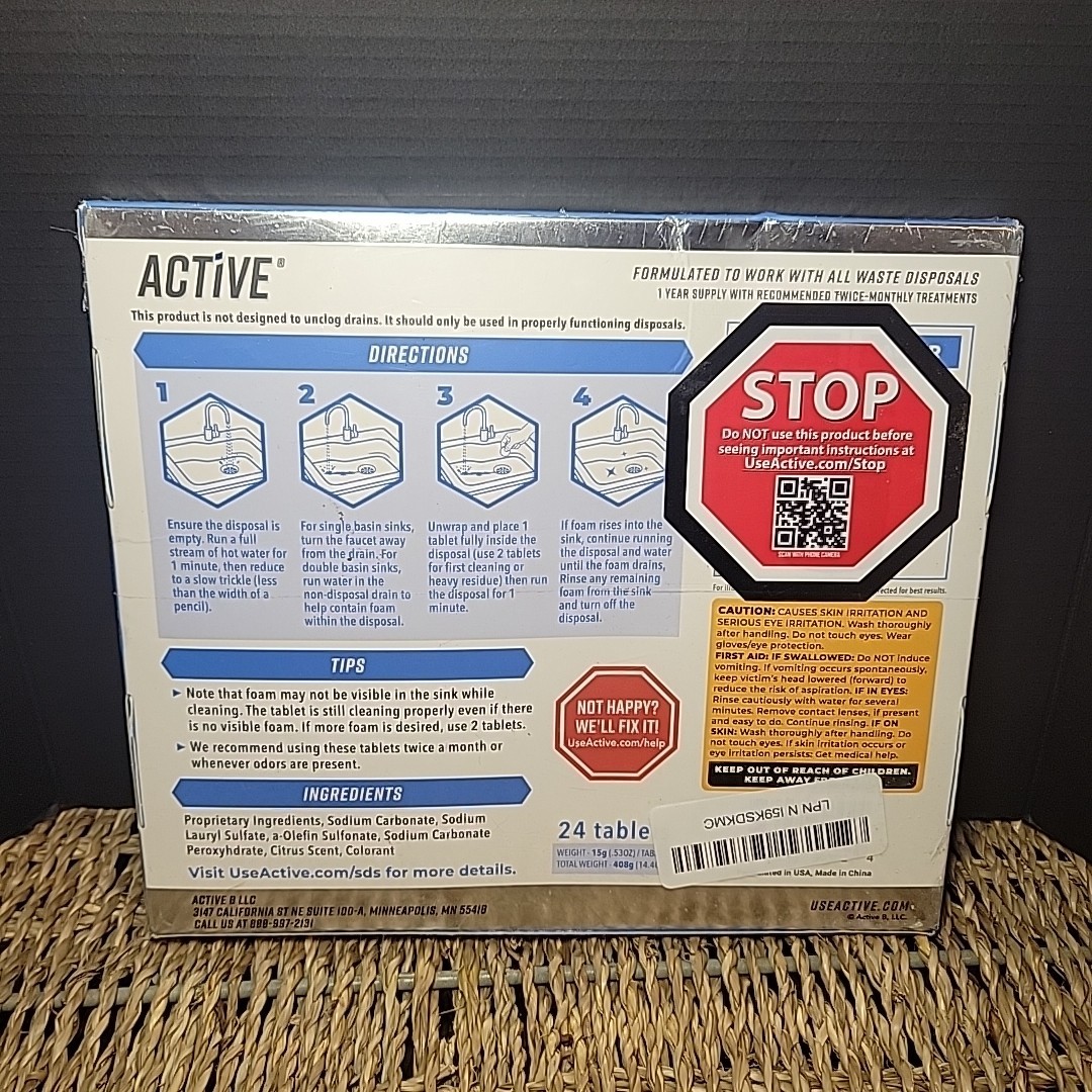 Active Garbage Disposal Cleaner 24 Tablets Septic Deep Clean NEW