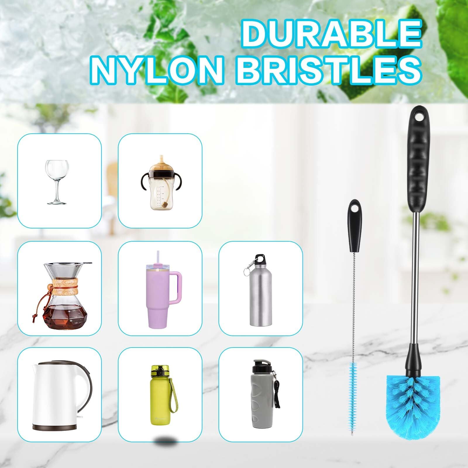 3 Pack Water Bottle Brush Setfruit And Vegetable Cleaning Brusheslong Handle 3in