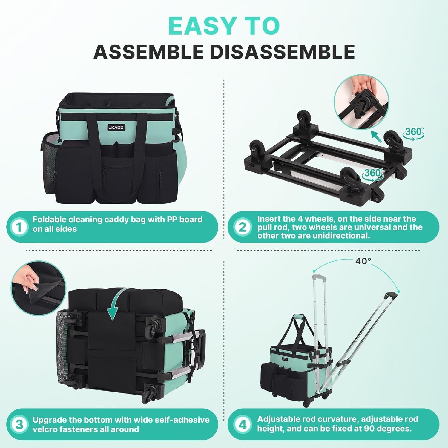 Lightweight & Foldable 40L Cleaning Bag with Durable Wheels – Home Essential