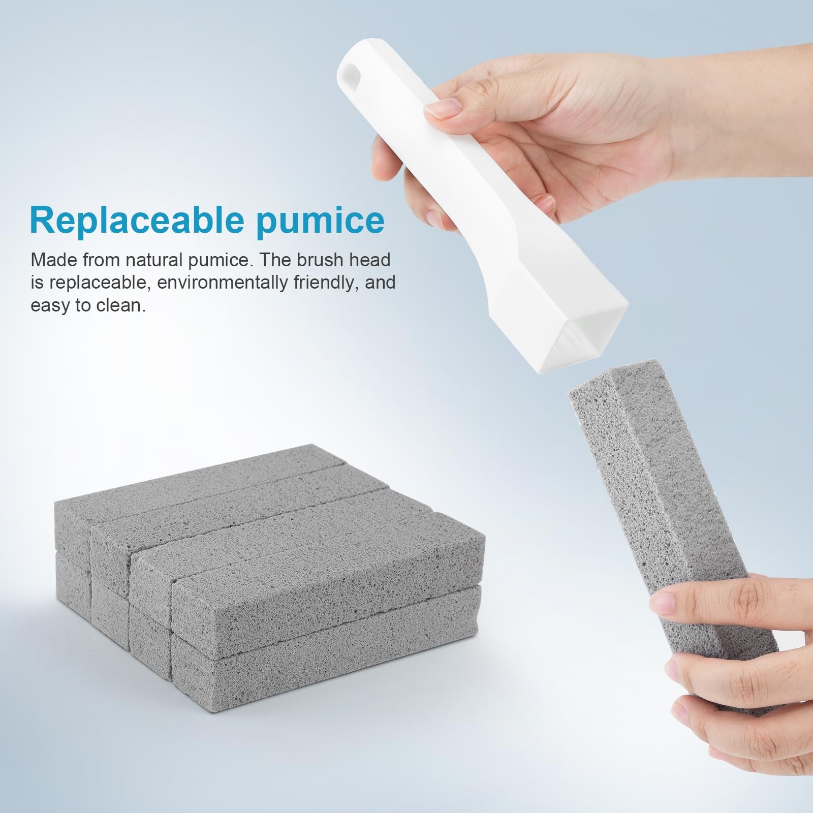 8 Pack Pumice Stone Toilet Bowl Cleaner with Long Handle – Replaceable Toilet…