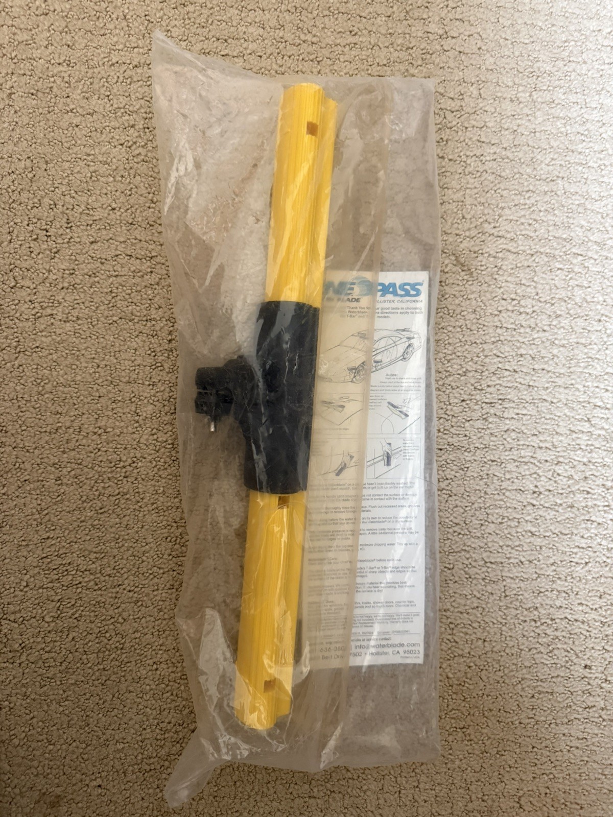One Pass Hydroglide 18in Waterblade Silicone Y Bar Squeegee Yellow w Pole Adapt