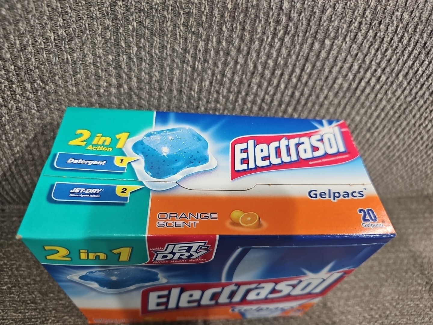 ELECTRASOL Gelpacs 2 IN 1 Jet-Dry Dishwasher Detergent 20ct ORANGE Discontinued