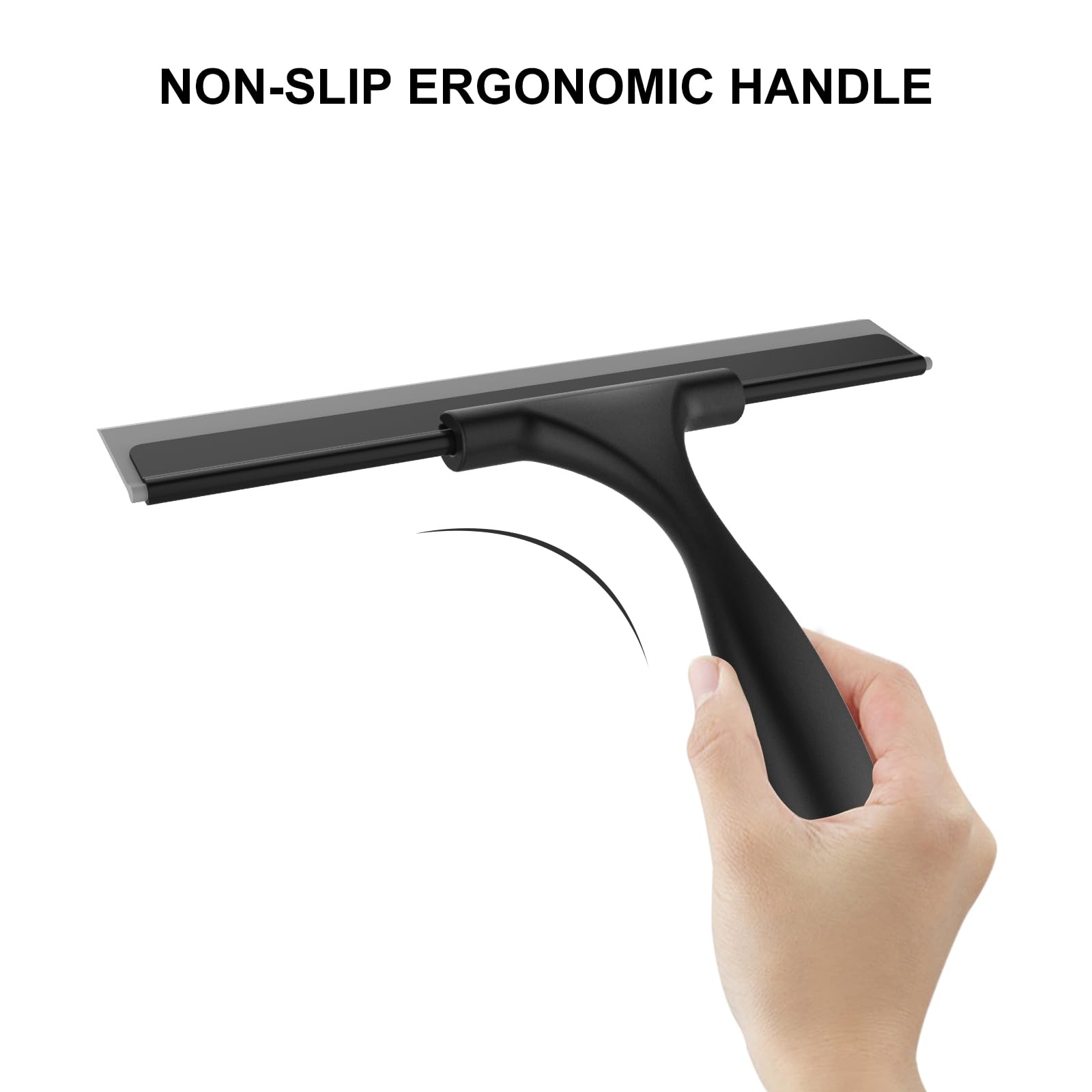 Shower Squeegee Stainless Steel Silicone Blade 10 Inch for Glass Walls