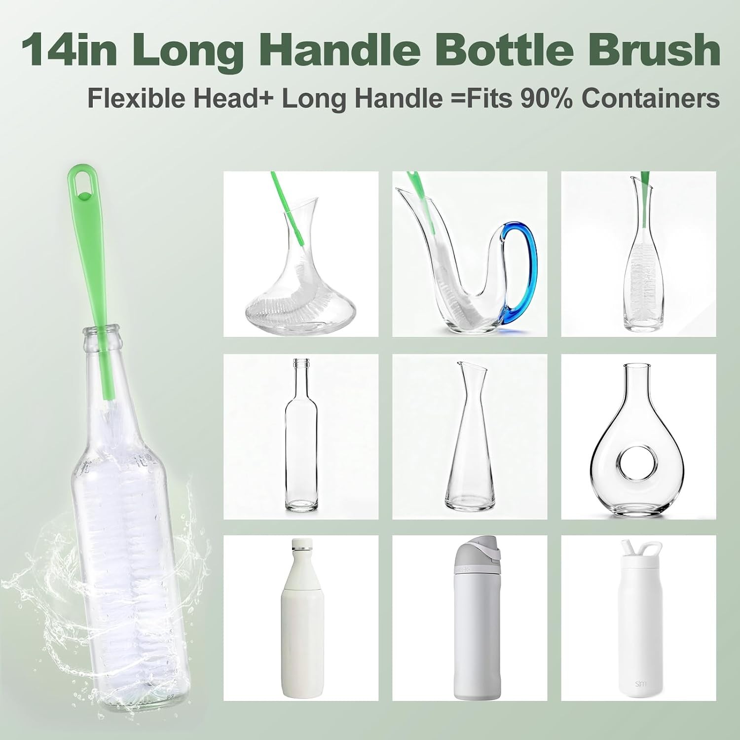 5 Pack Bottle Brush Set, 5 in 1 Water Bottle Cleaning Brush, Long Handle Narrow