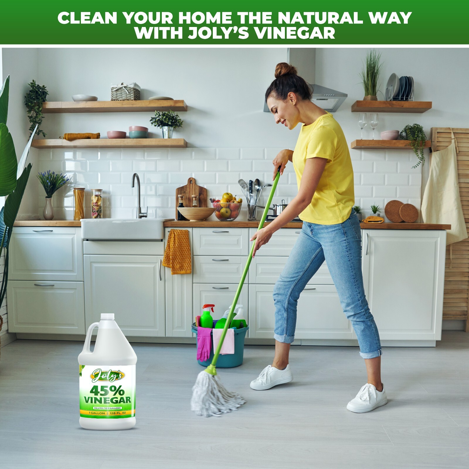 Joly’s 45% Vinegar, 1 Gallon (128 fl oz), Concentrated Cleaning-Vinegar (Pack 2)