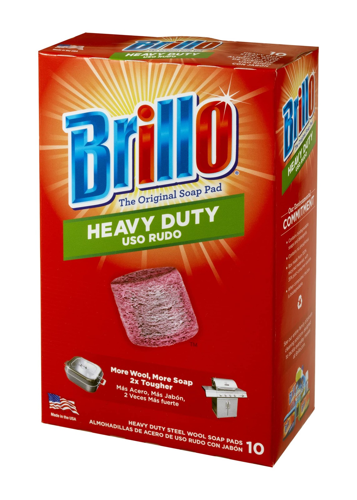 Brillo Heavy Duty Steel Wool Soap Pads 10 Count Extra Tough Grease Cleaner