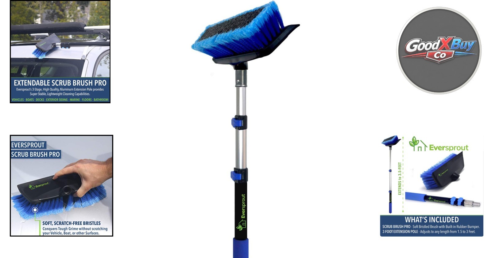 Lightweight 3ft Car RV Boat Solar Panel Cleaning Brush with Extension Pole