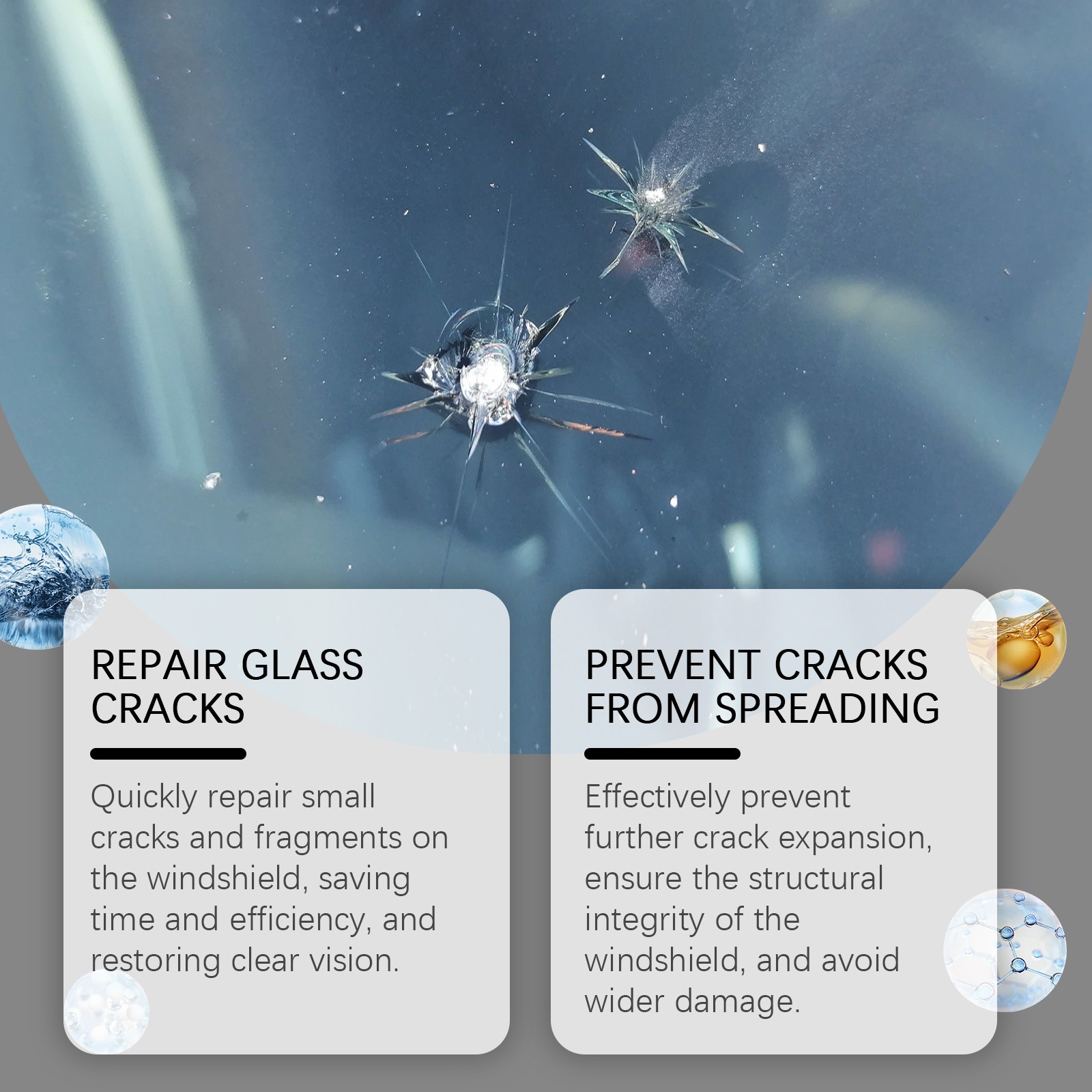 Windshield Crack Repair Resin – Rock Chip Fix Glass Liquid UV Cure DIY