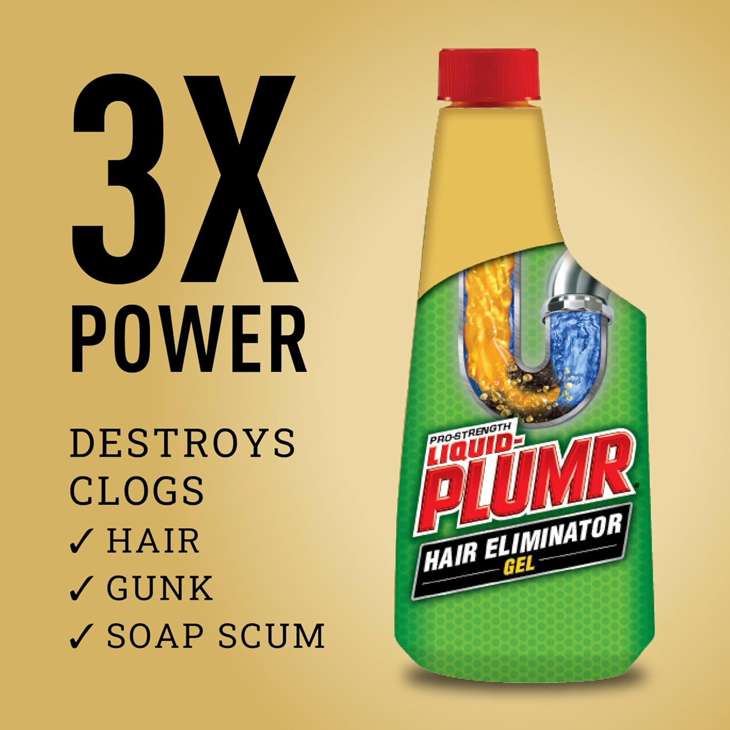 Pro-Strength Hair Eliminator Gel Clog Remover Drain Opener 16oz Septic