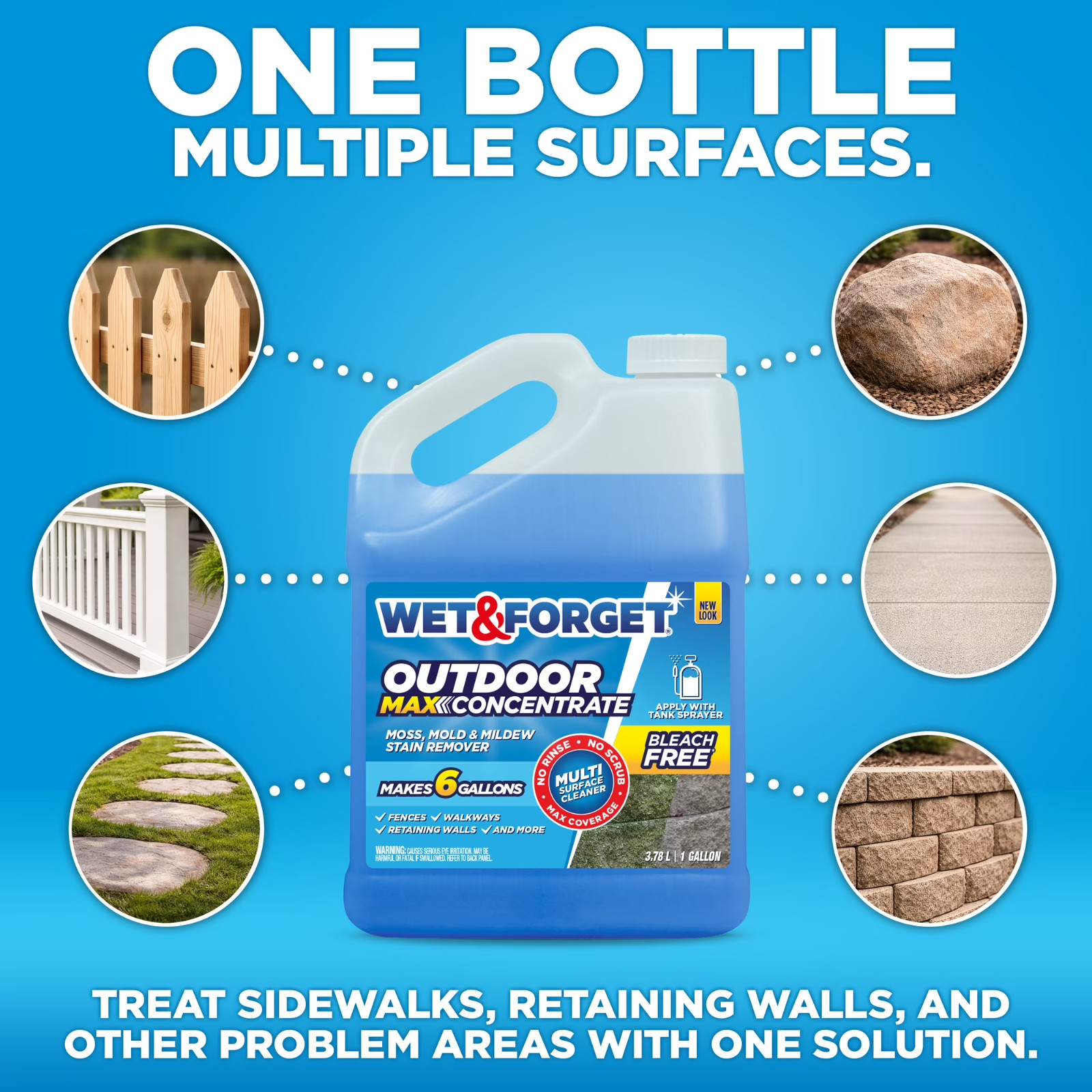 Wet & Forget Outdoor Moss, Mold and Mildew Stain Remover Concentrate – 1 Gal