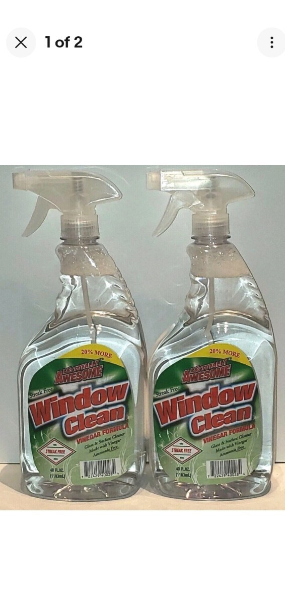 Lot Of 2 LA’S Totally Awesome Window Cleaner Vinegar Formula Streak FREE 40 oz