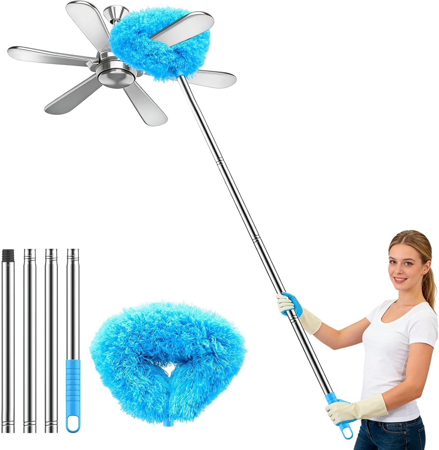 Ceiling Fan Cleaner Duster, Microfiber Ceiling Fan Duster with Extension Pole