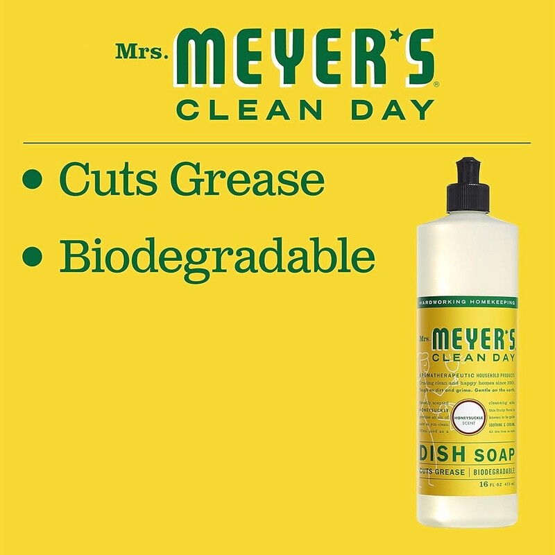 Biodegradable Liquid Dish Soap Honeysuckle Scent Grease Cutter Cruelty-Free 16oz