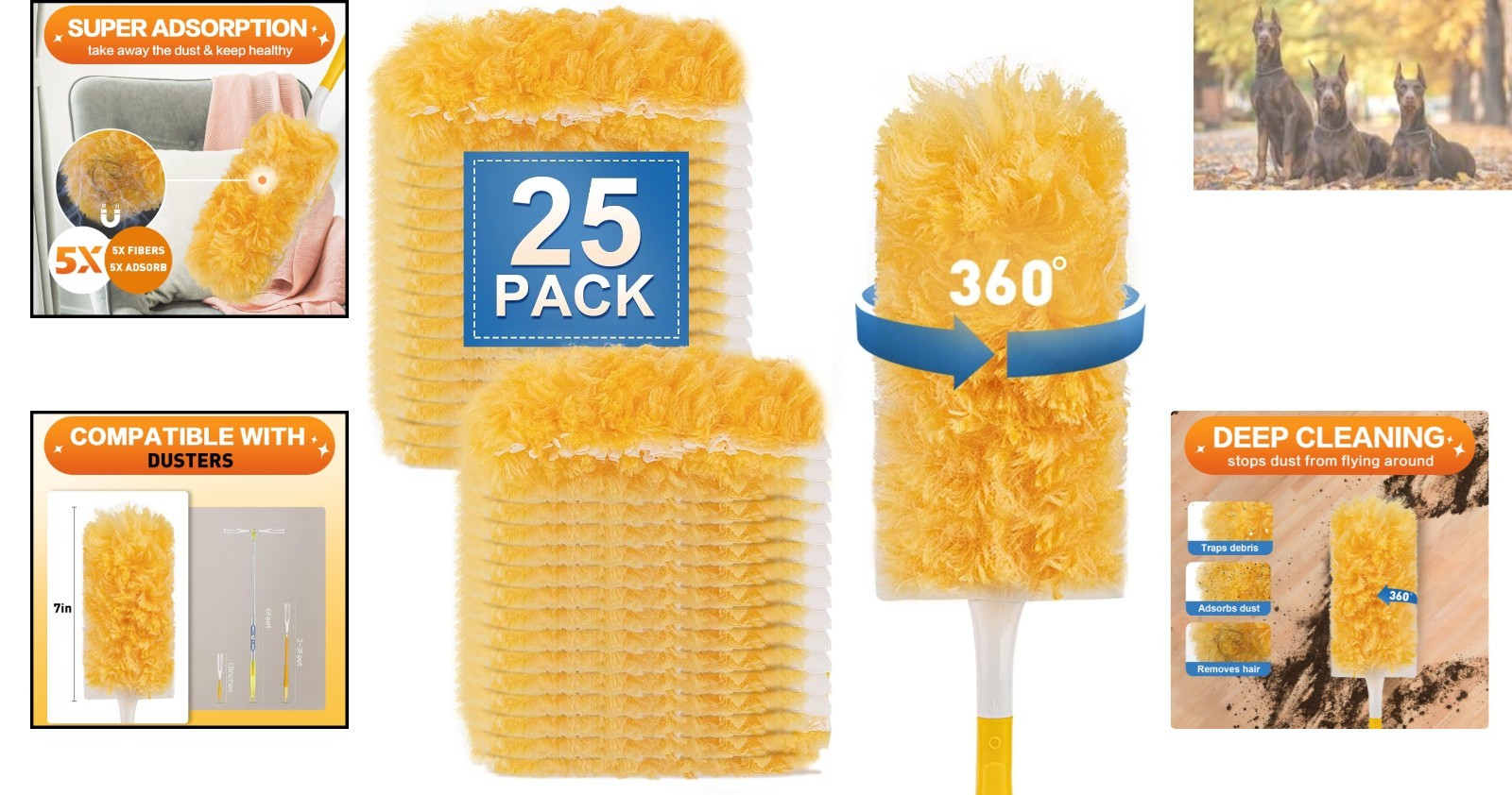 Ultimate 360-Degree Heavy Duty Duster Refill Kit – 25 Unscented Microfiber Units