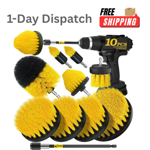 Holikme 10Pcs Drill Brush Attachments Cleaning Set Yellow