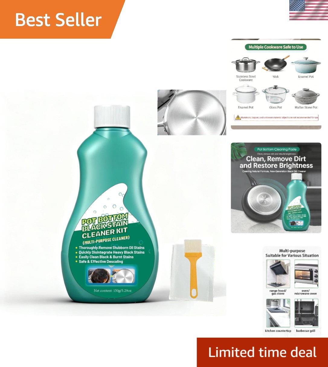Effortless Pot Bottom Black Stain Remover – Eco-Friendly Kitchen Cleaner 150g