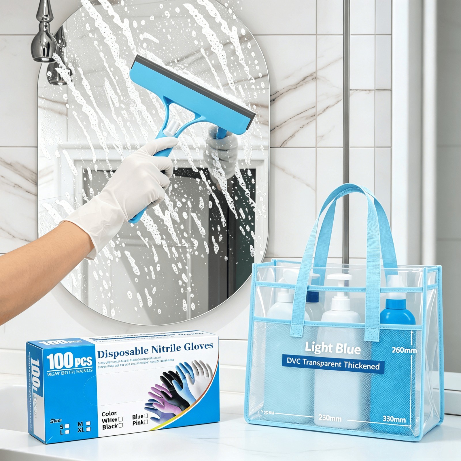 “3 In 1 Window Cleaner Set Waterproof Cleaning Kit With Gloves Storage Bag