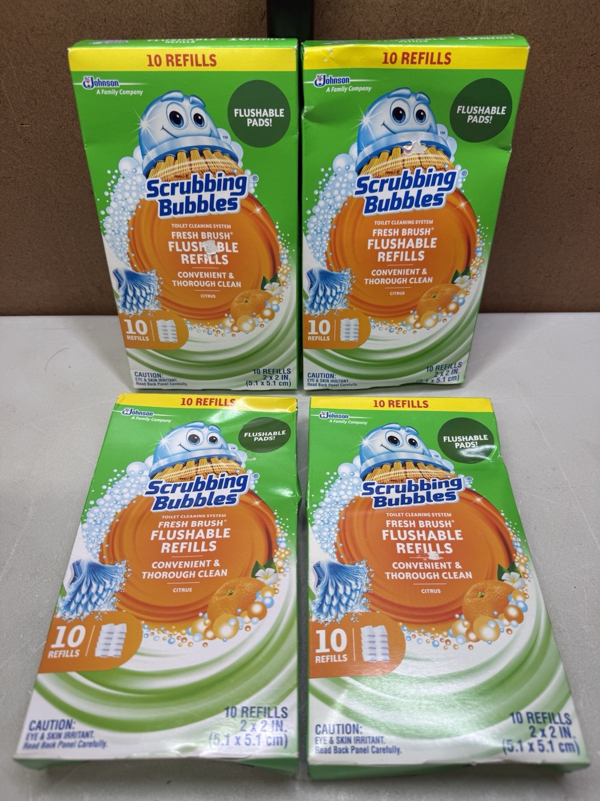 40 Pk Scrubbing Bubbles FRESH BRUSH Flushable Pads Toilet Cleaning Refill Heads